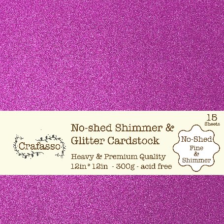 Crafasso No-Shed fine glitter cardstock, 12" x 12" 300gms, 15 sheets, Raspberry